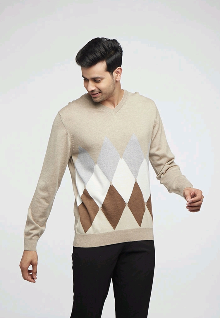 Skin Merino Wool Monte Carlo V-Neck Fashion Sweater| Men